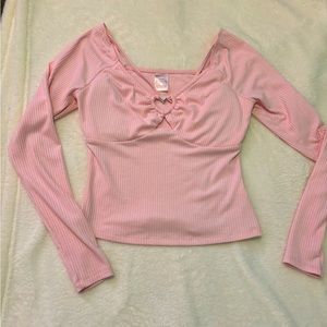 Heart detail pink long sleeve shirt